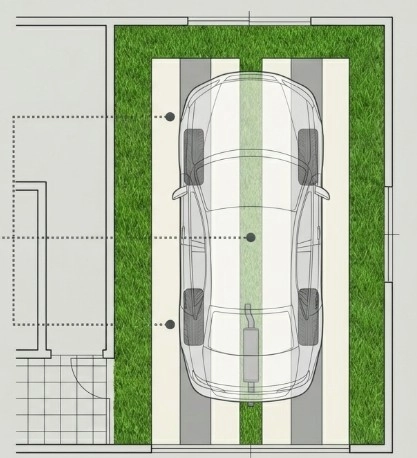 Parking lot zoning | エシカル人工芝なら株式会社GreenDesign 人工芝とコンクリートのゾーニングが重要