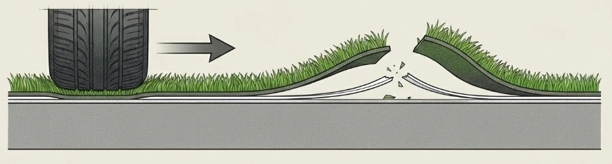 Using double-sided tape to secure artificial turf is questionable in terms of strength | エシカル人工芝なら株式会社GreenDesign 両面テープは強度が弱い